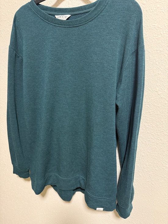 Orvis Womens Teal Heather Modal Blend Crew Neck Sweatshirt Medium Relaxed Fit - Picture 5 of 6